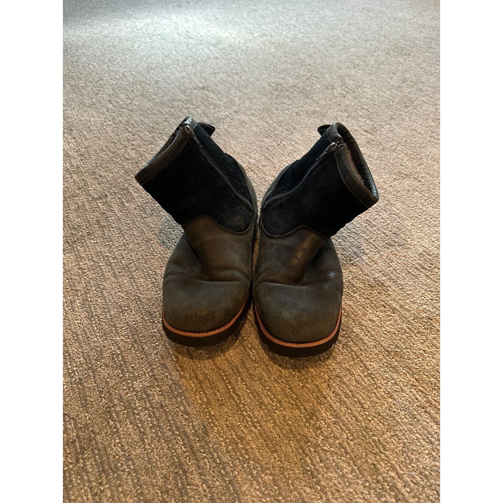 UGG Australia Men's Gray Leather Suede Side Zip Ankle Boots Size 11